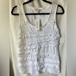 Banana Republic White Ruffle Sleeveless Tank